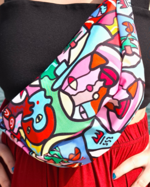 Cross body bag in colourfull pattern