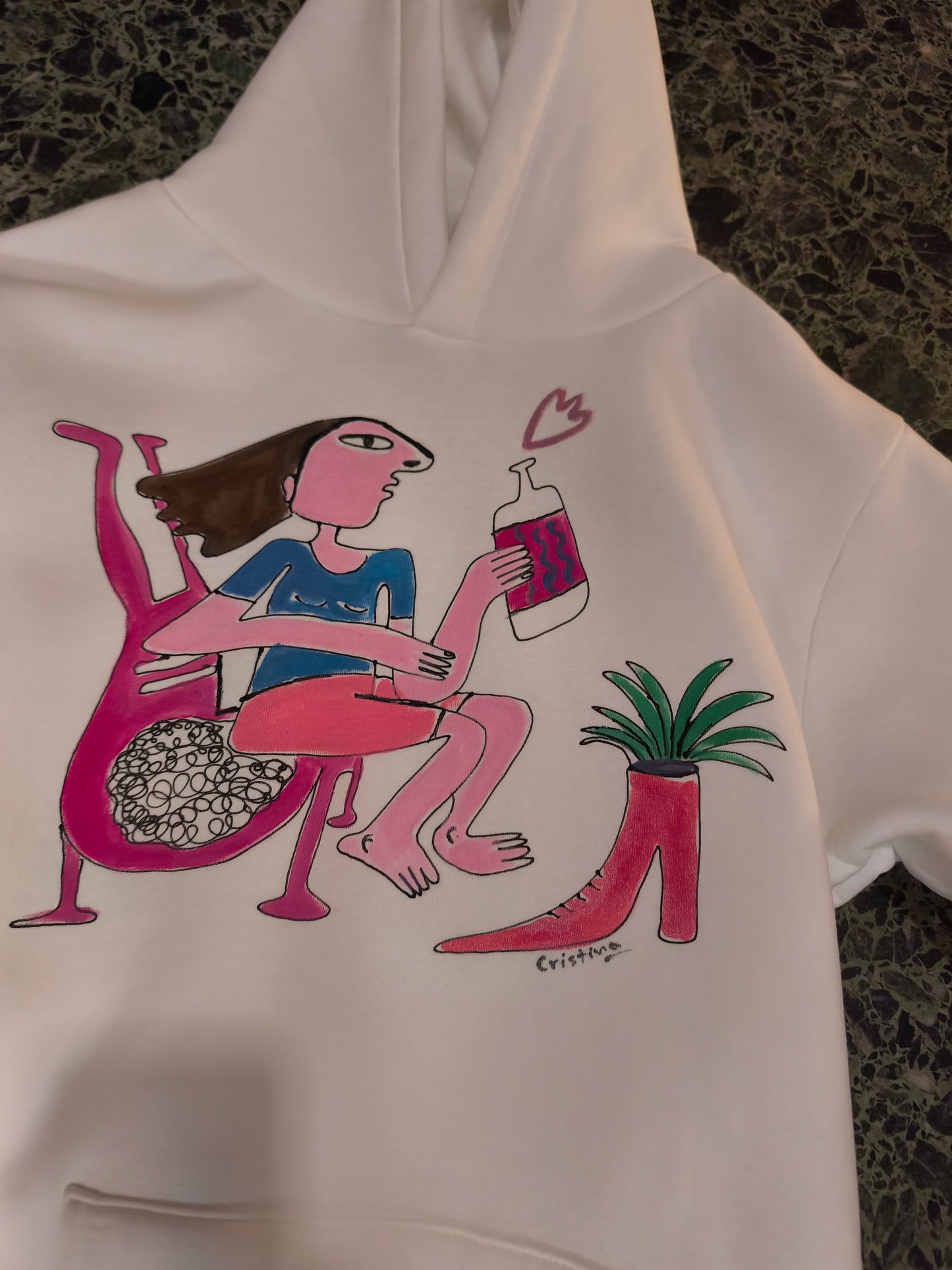 Hand painted white hoodie