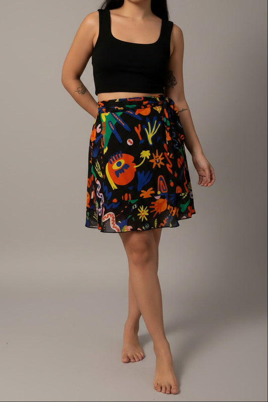 Wrap midi skirt with belt