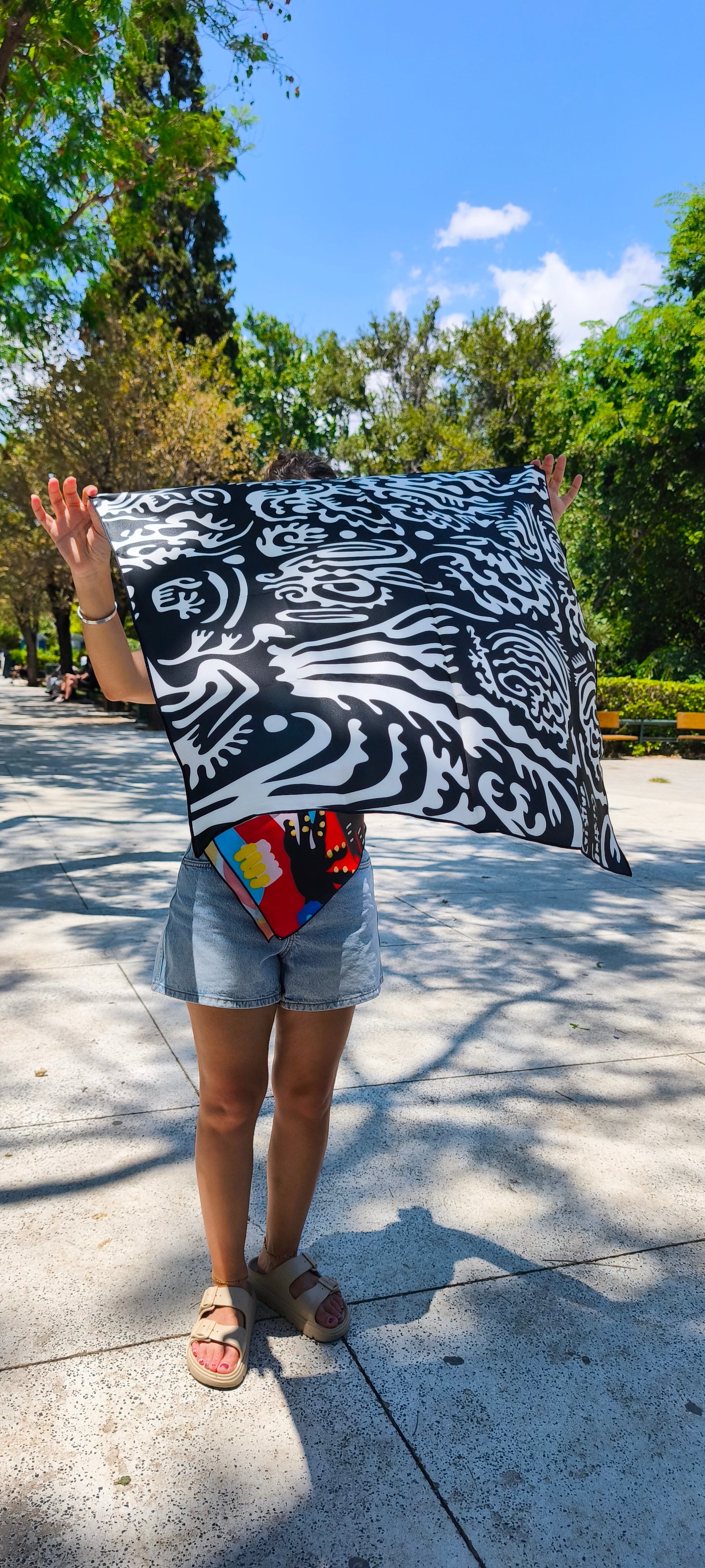 Art Print Square Scarf 70x70 – Unique Illustrated Design