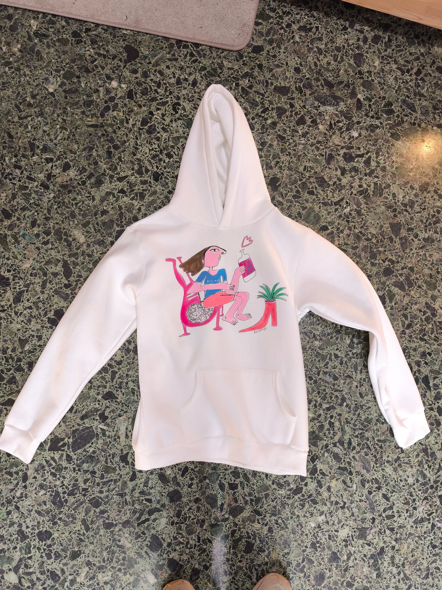 Hand painted white hoodie