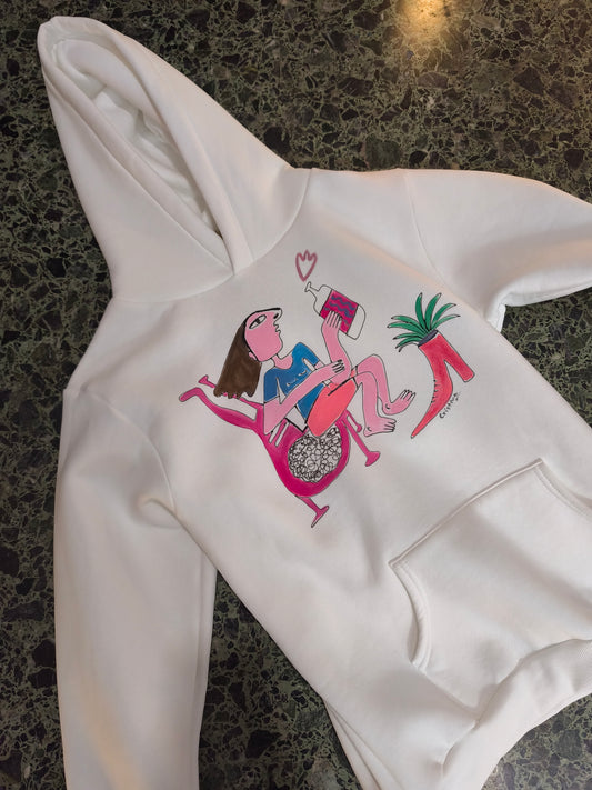 Hand painted white hoodie