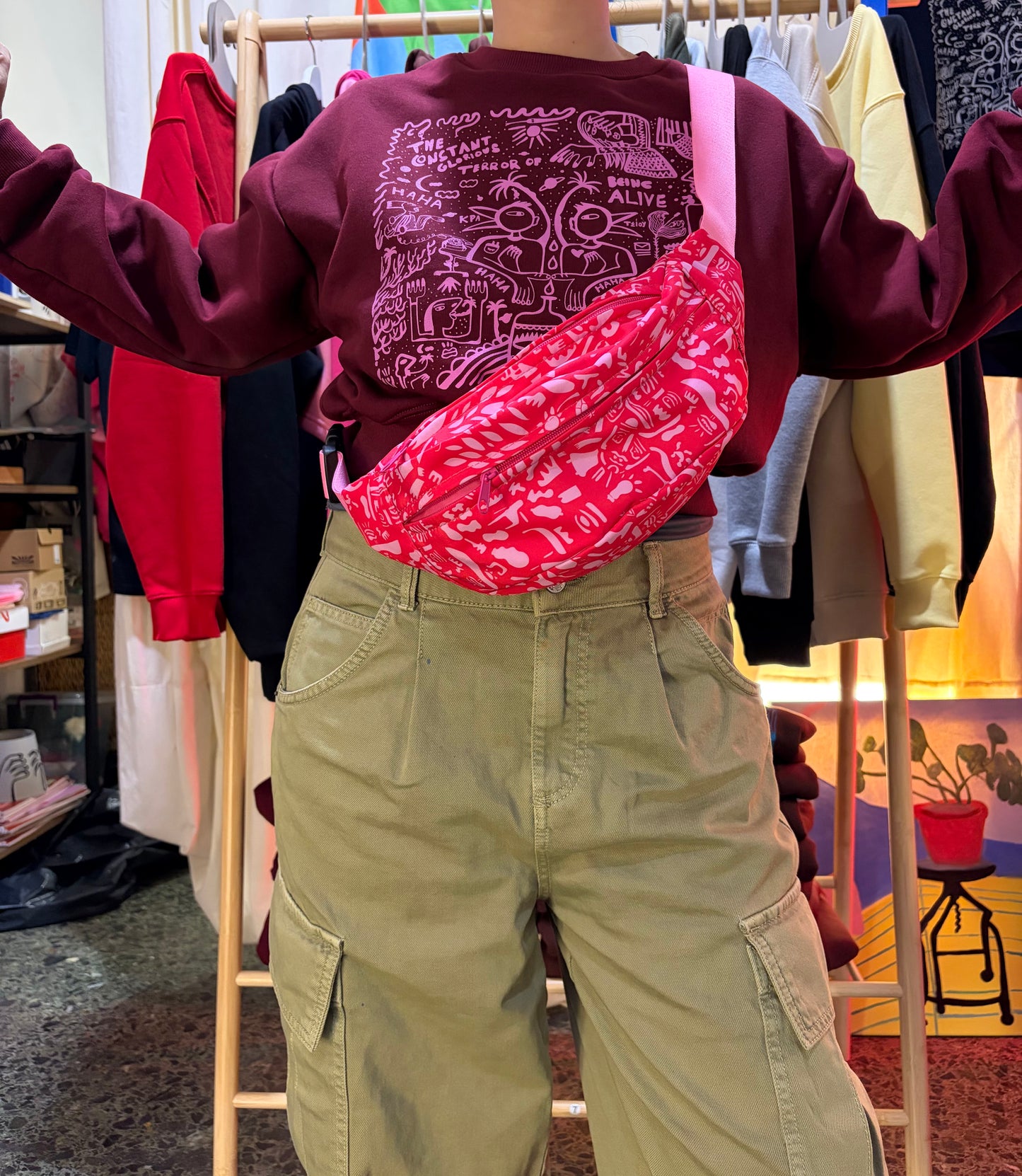 Pink Large Banana Cross Bag