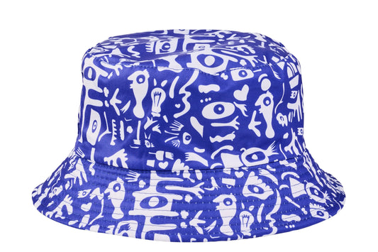 blue n white bucket hat