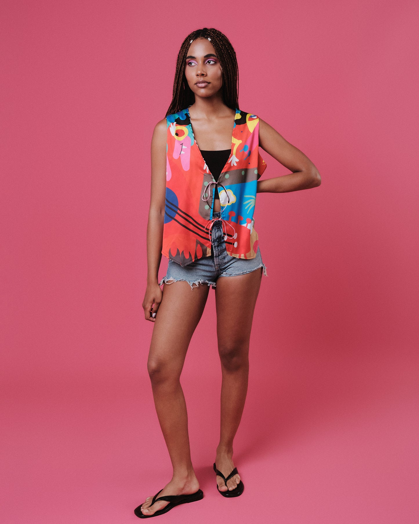 Vest in two prints