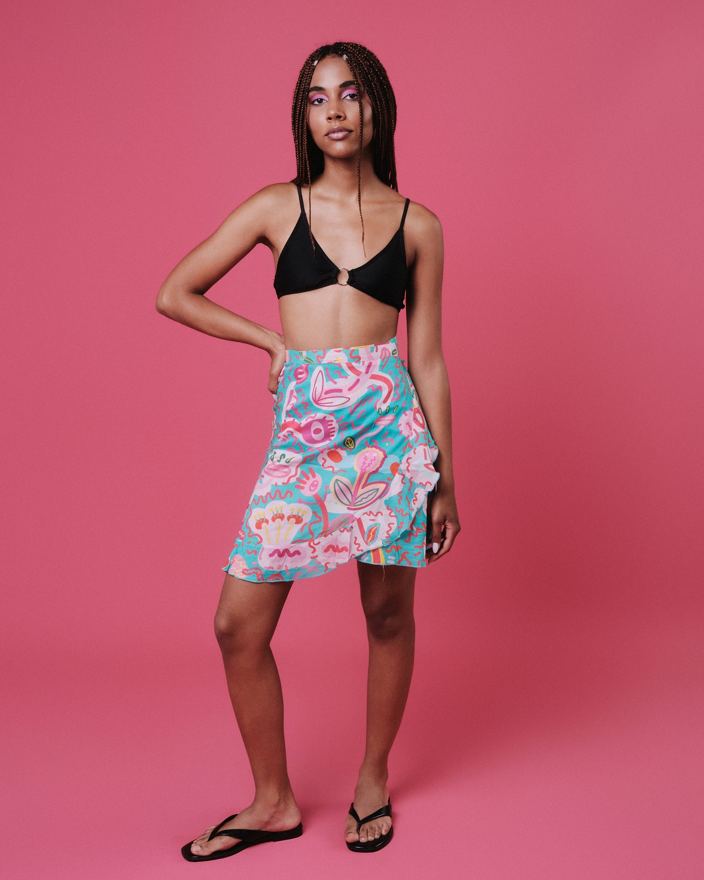 Wrap midi skirt with belt