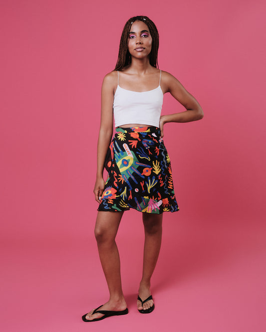Wrap midi skirt with belt