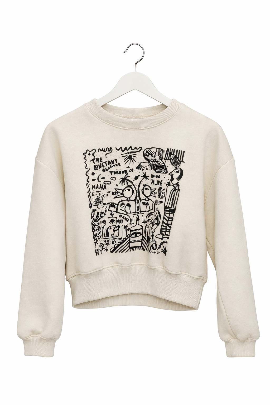 Alive Art Print Crop Sweater – Unique Illustrated Design