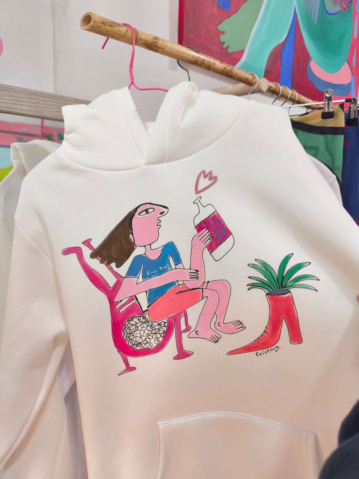 Hand painted white hoodie