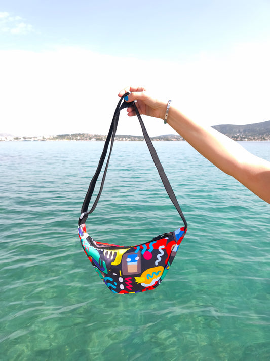 Cross body bag with black strap