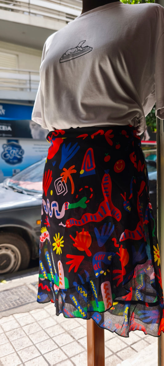 Wrap midi skirt with belt