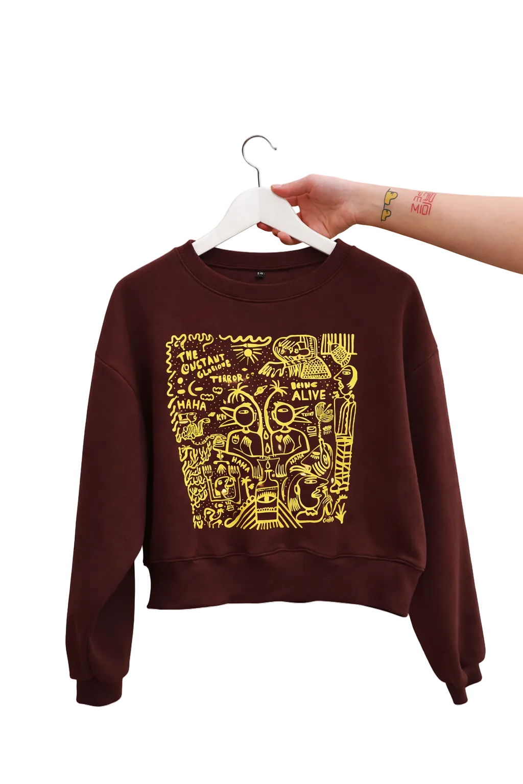 Alive Art Print Crop Sweater – Unique Illustrated Design