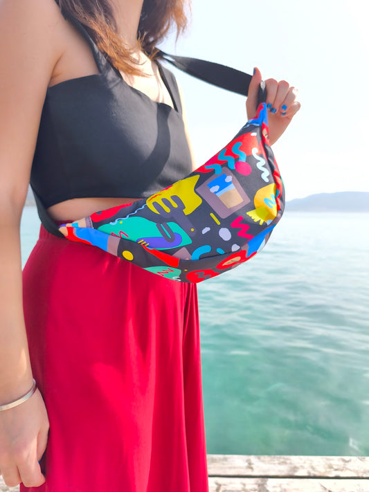 Cross body bag with black strap