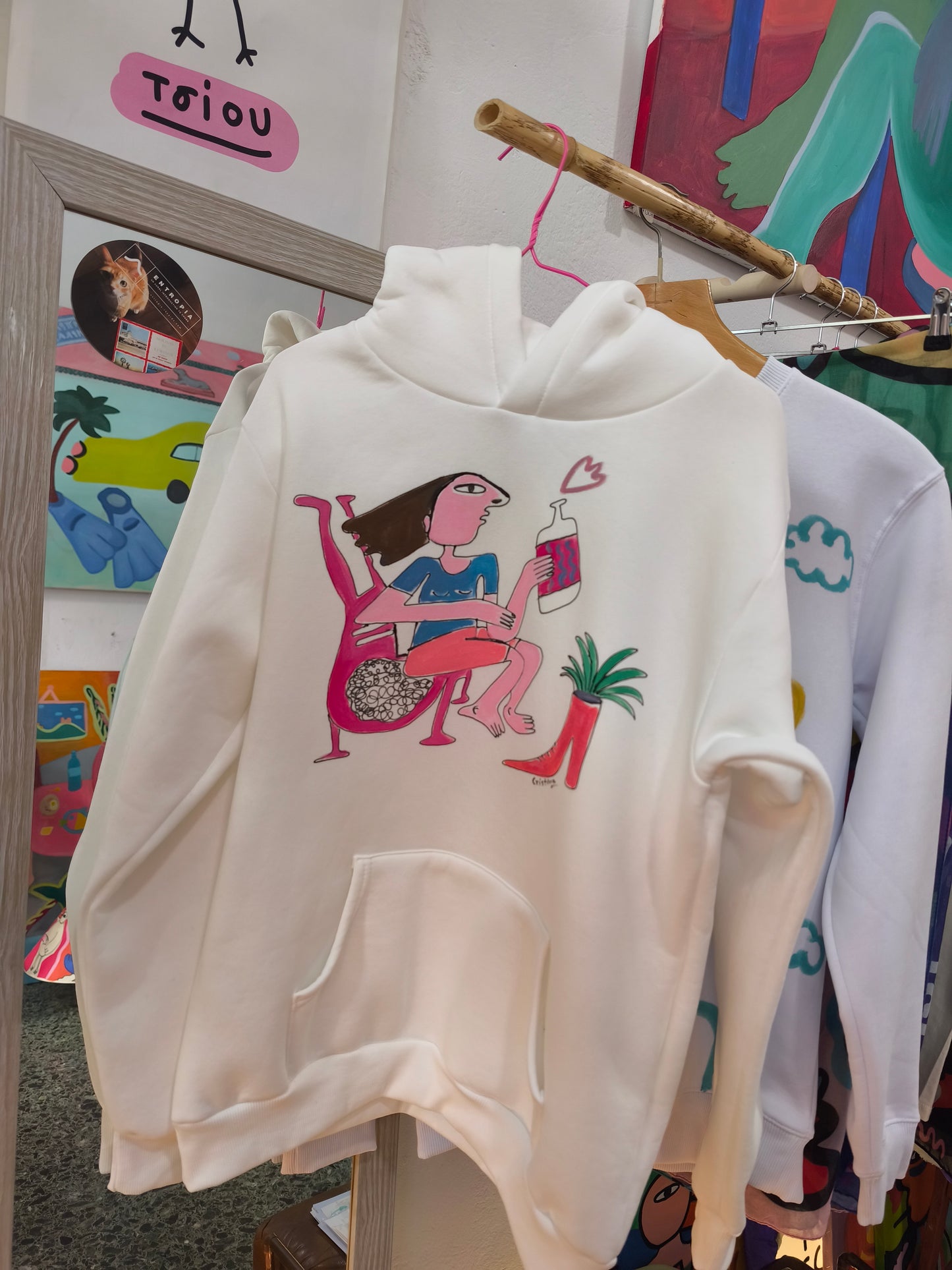 Hand painted white hoodie