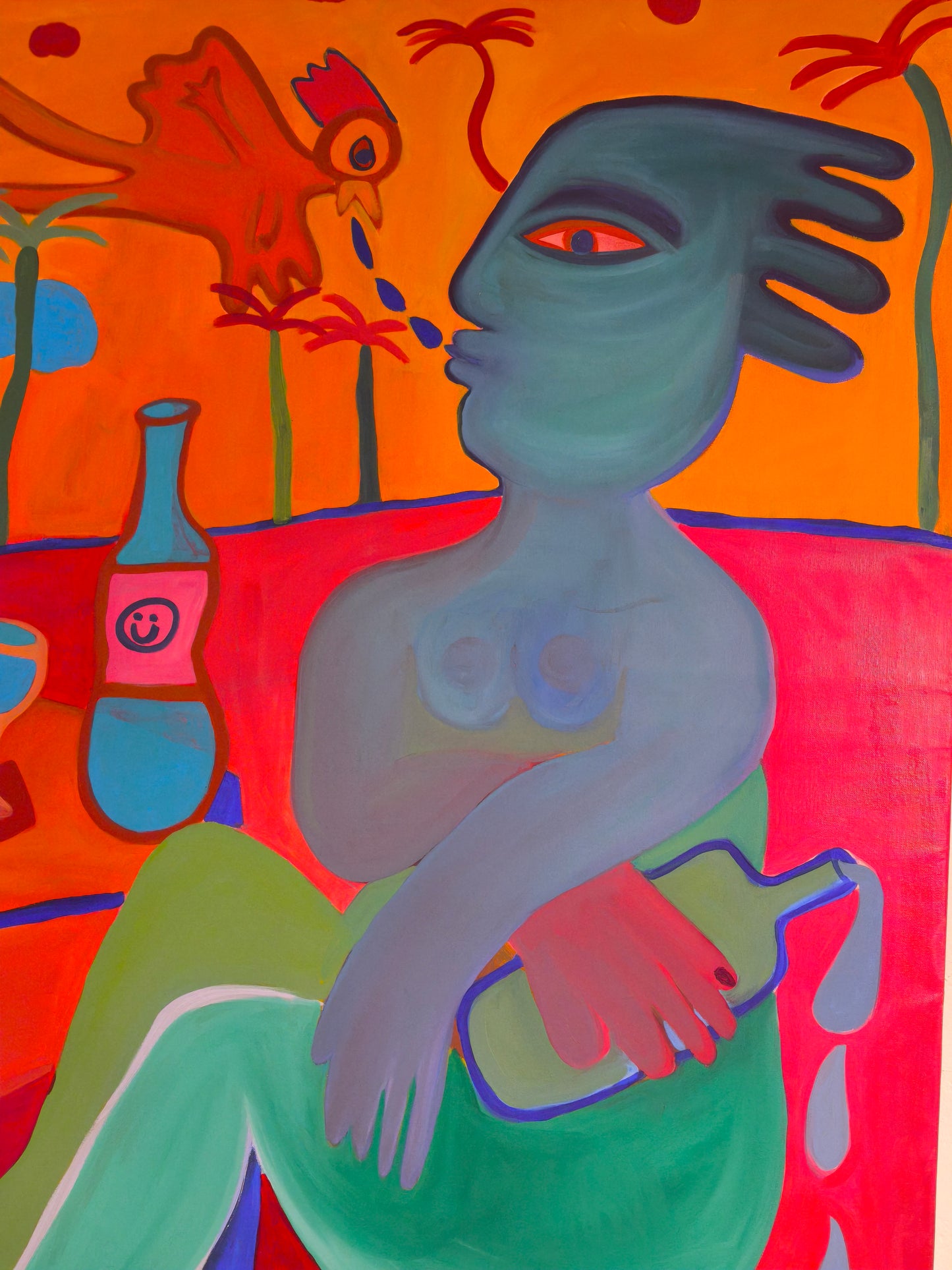 Blue Lady looking at the Sunset